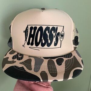 VTG Hoss's 1998 Fishing trucker hat with a camouflage brim and mesh back OS